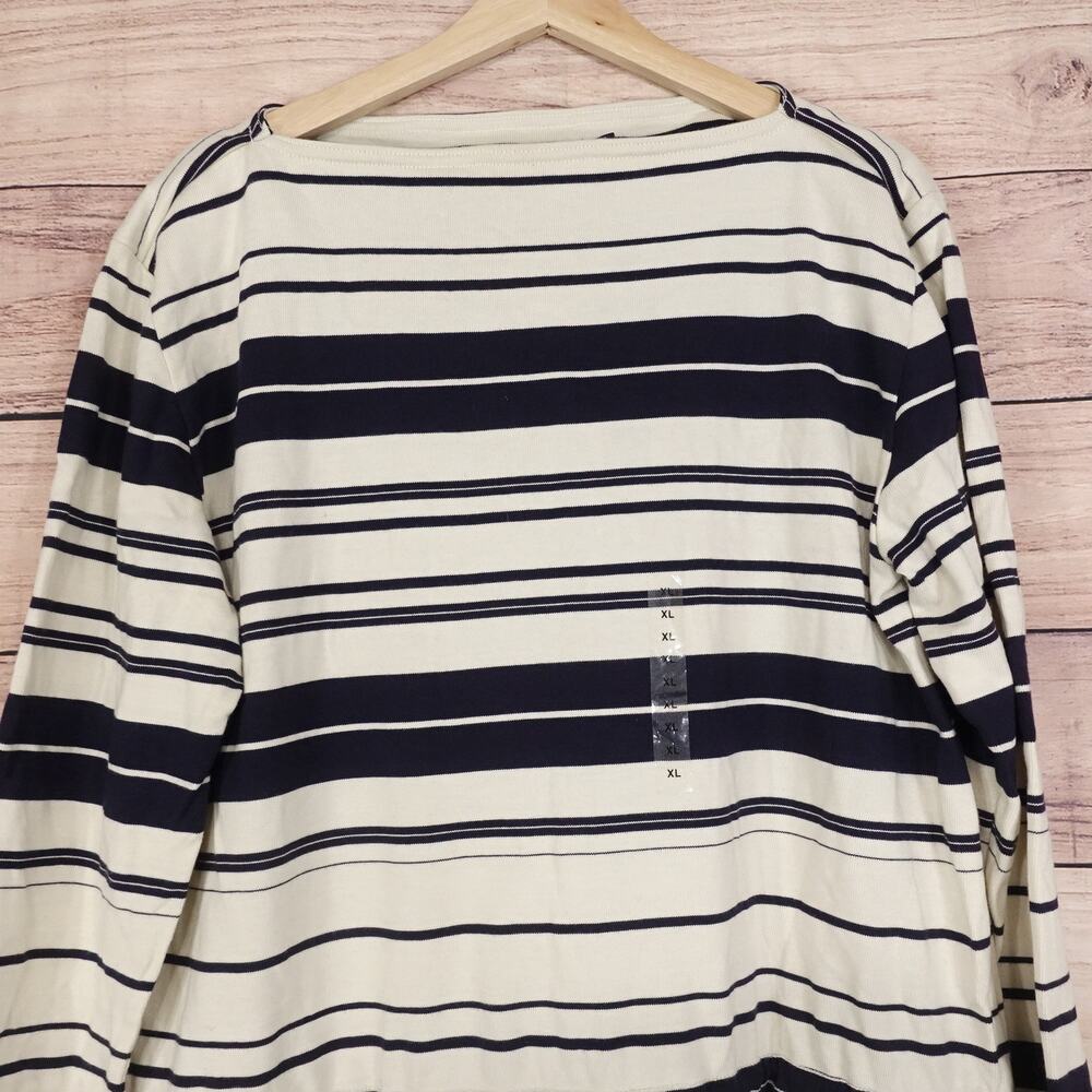 NWT RALPH LAUREN SPORT CREAM NAVY BLUE STRIPED LONG SLEEVE SWEATER DRESS XL NEW! - Picture 2 of 8